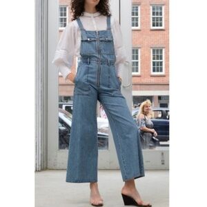 Sea New York‎ Deja Denim Overalls Women’s Size 2 Wide Leg Flared Cropped Cotton